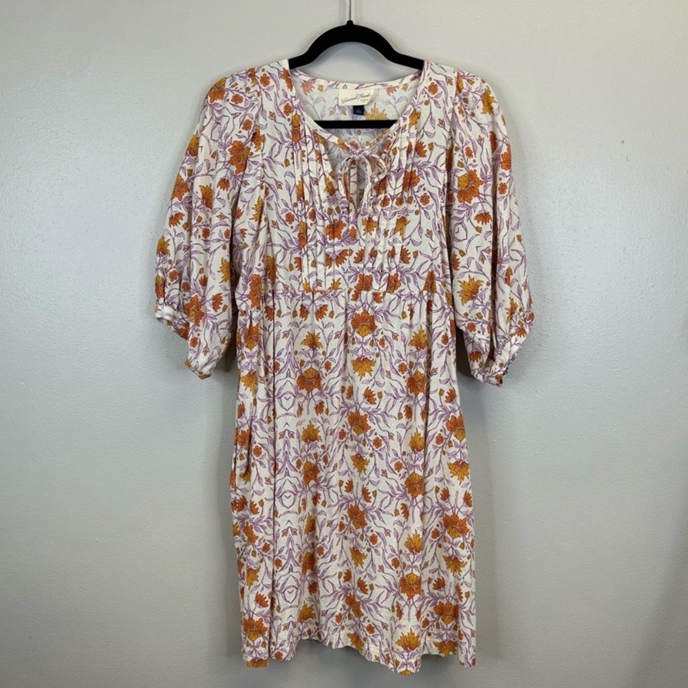Universal Thread Orange and Purple Floral Swing Dress 100% Cotton - Picture 3 of 3